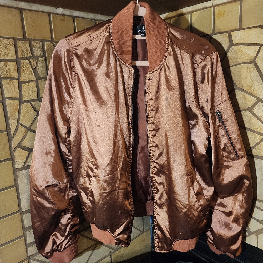 Rose Gold Bomber Jacket Pink Ladies Silky